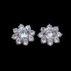 Flower Shape AAA Cubic Zirconia Stud Earrings Aristocratic Silver Jewelry