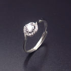 Crown White Gold Real 925 Silver Ring With CZ Plated Rhodium / Pure Silver Jewellery