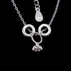 Nine Diamond Shape Zircon Simple Sterling Silver Heart Necklace 16 X 5mm