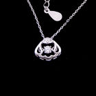 Cat On The Moon Romantic Silver Engagement Necklace For Young Lady Animal Shaped