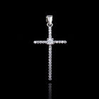 Cross Shape Silver Cubic Zirconia Pendant For Engagement , Gift , Party