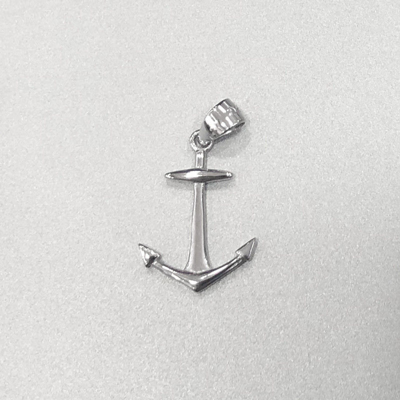 S925 Anchor Shape Plain Silver Pendant Sailor Symbol No Stones For Men
